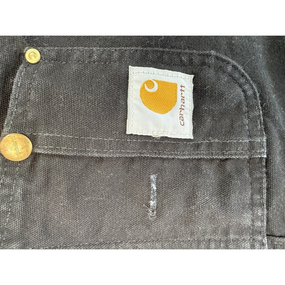 Carhartt R02 BLK Men's Black Cotton Canvas Work Bib Overalls 44x28 - Picture 3 of 9